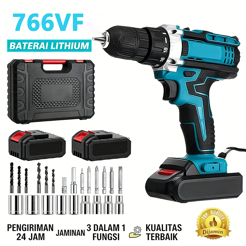 766V/388V Mesin Bor Bor baterai cas 10mm listrik murah tangan baterai  Tangan Cordless Drill Battery