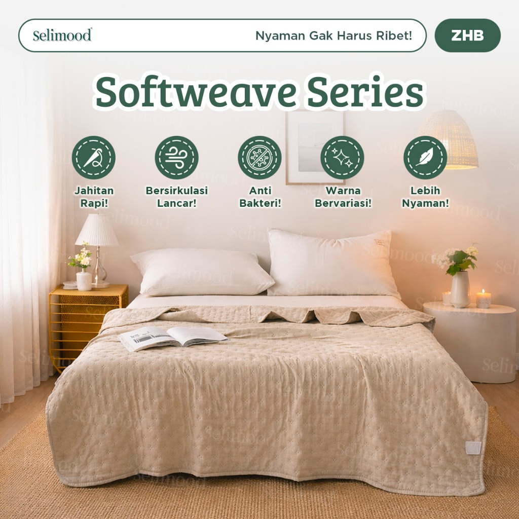 Selimood - Bedcover Selimut Bedcover Polos Bahan Microtex Dacron Halus Lembut & Nyaman