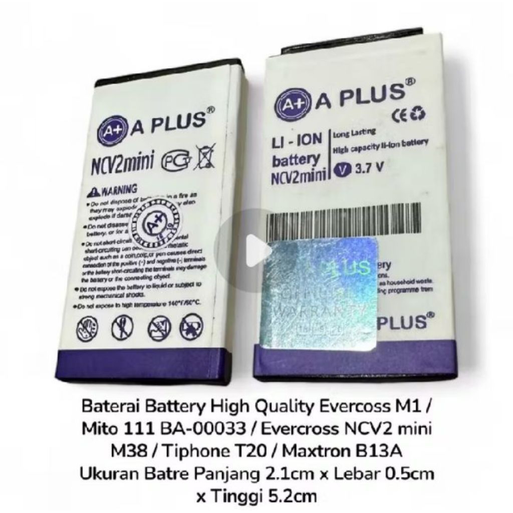 Baterai Max NC V2 Mini M38 Mito 150 BA00038 BA 00038 Battery Batre NCV2 K Fone Yoku KFone Evercos M1