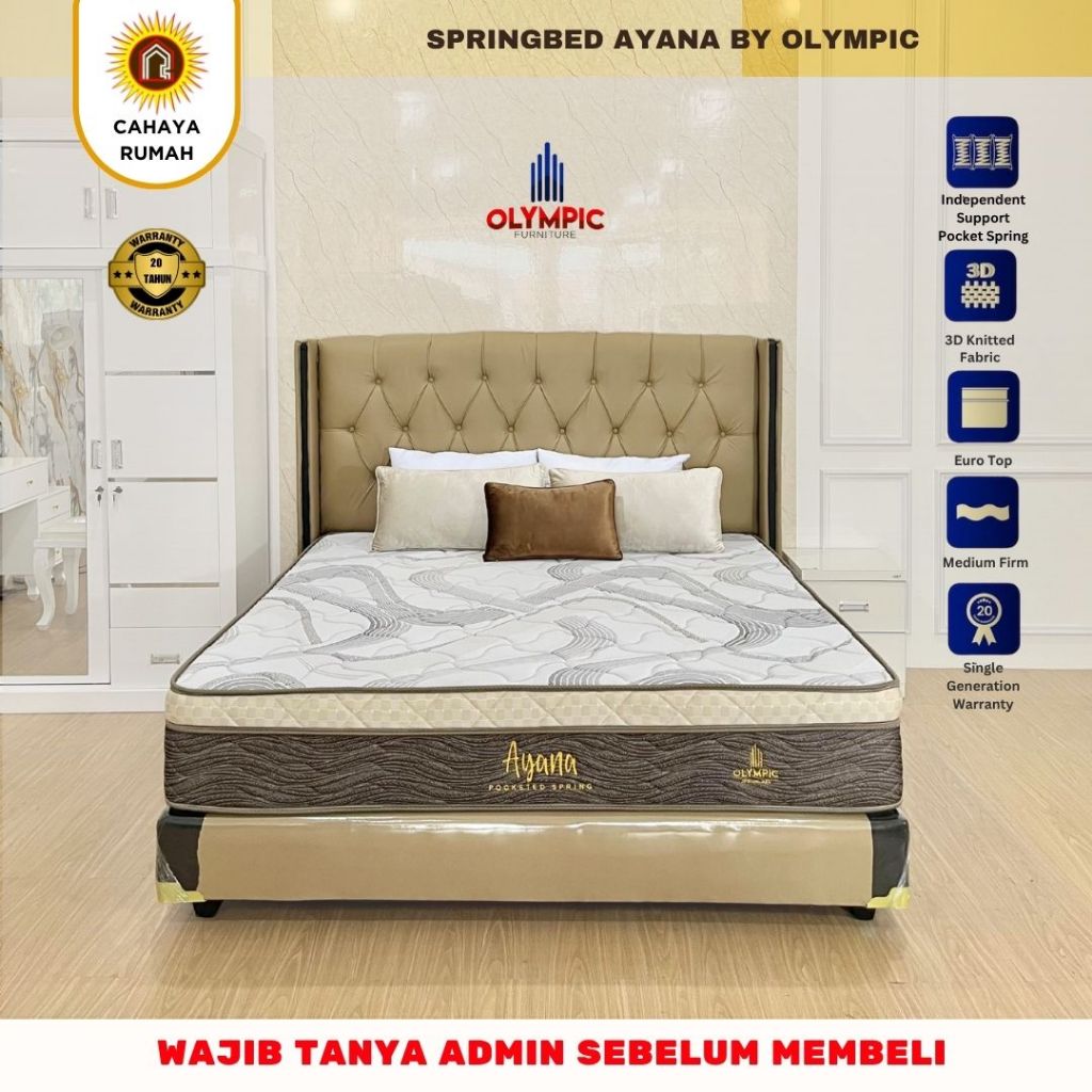 Cahaya Rumah - Springbed Ayana Pocket Spring By Olympic  - Full Set - Tinggi kasur 31 - Dipan - Temp