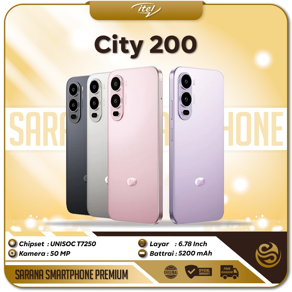 Itel City 200 4GB/128GB Unisoc T7250 Hp Satu Jutaan Garansi Resmi Original 100%