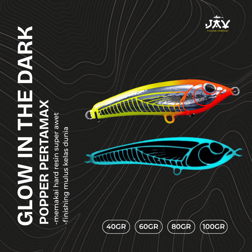 JAV LURE Mango Stickbait Kayu Resin Glow In The Dark Sinking 60g 80g 100g