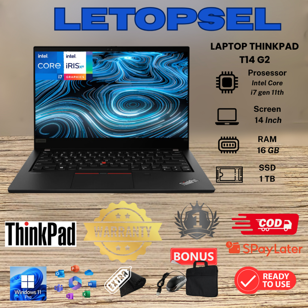 LAPTOP THINKPAD T14 G2 Core I7 GEN 11th TOUCHSCREEN RAM 32 SSD 1TB NVME