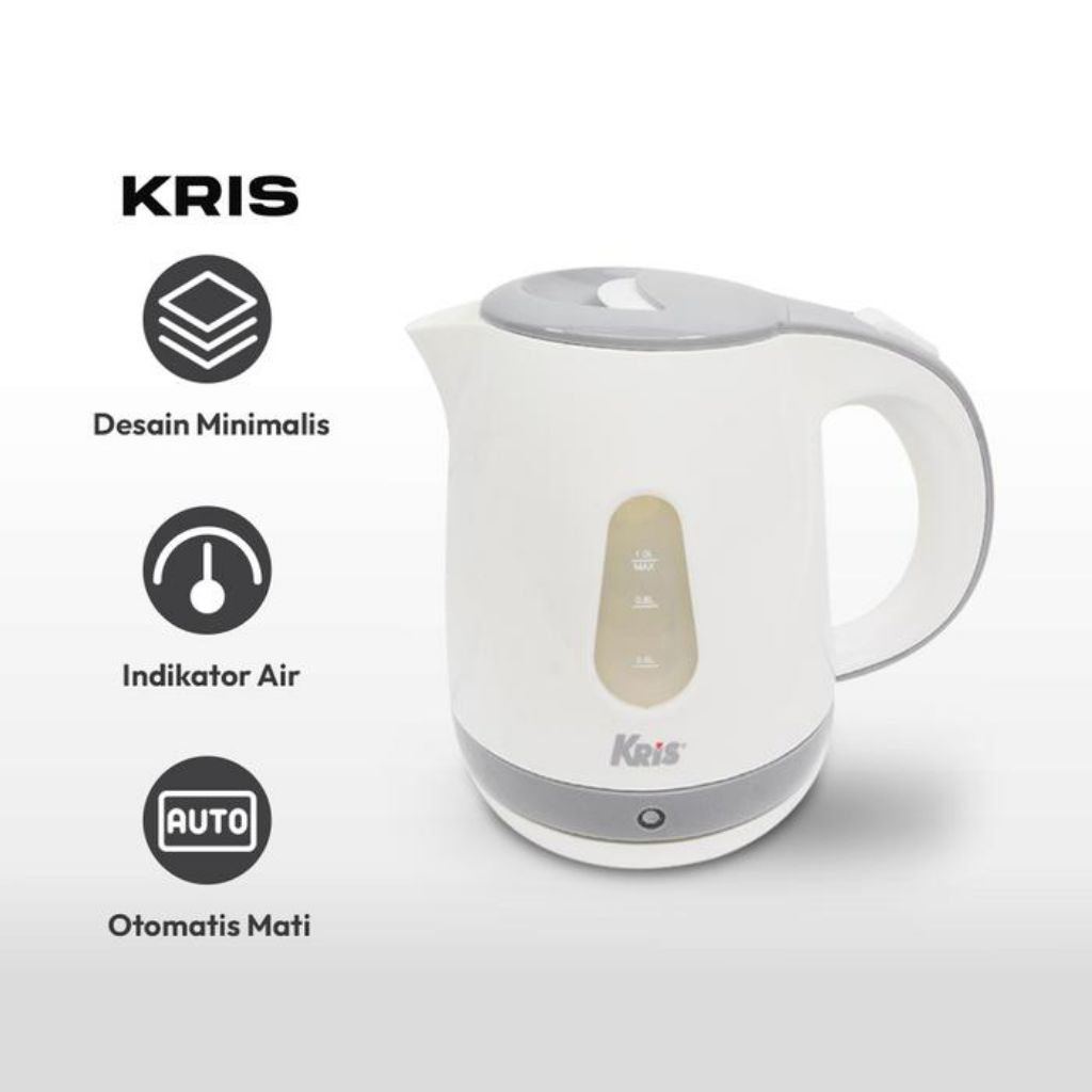 Kris Teko Listrik 1L 800 Watt Pemanas Air Hinga 100° Kettle Electric