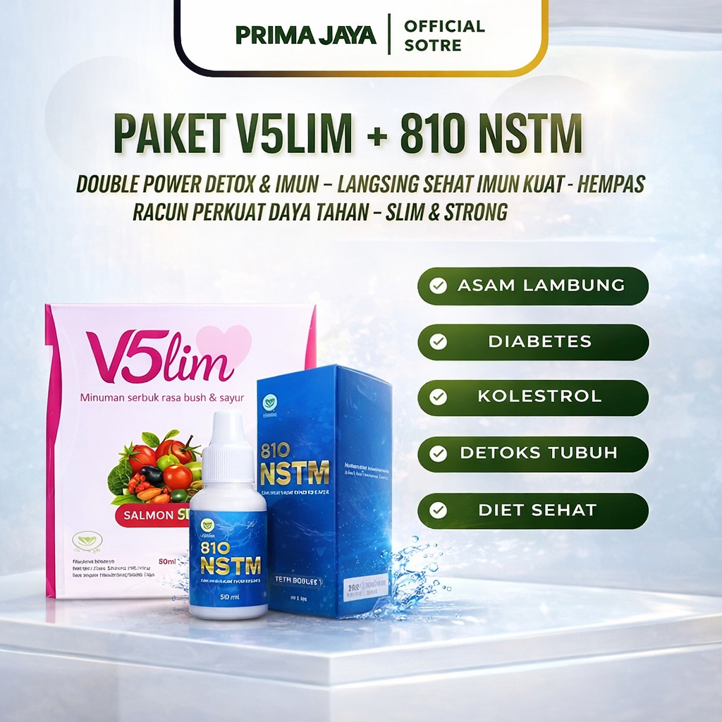 PAKET 810 NSTM + V5LIM | OBAT TETES HERBAL & MINUMAN DETOKS | DETOKS TUBUH & ENERGI