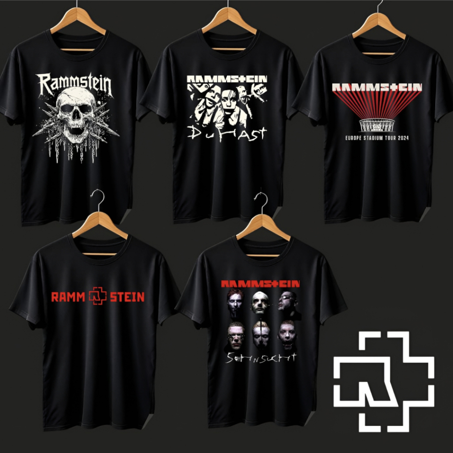 OMERTA Baju Kaos Musik Band Rammstein - Baju Kaos Pria Wanita Kain Katun Premium Cotton Combed 24s -