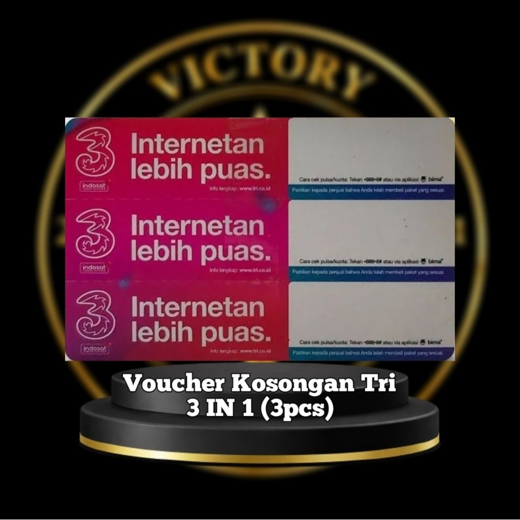 Voucher kosong Tri 3SN murah / Voucher Blank Three 1 Ikat Nasional / Voucher Zero Tri injek kuota / 