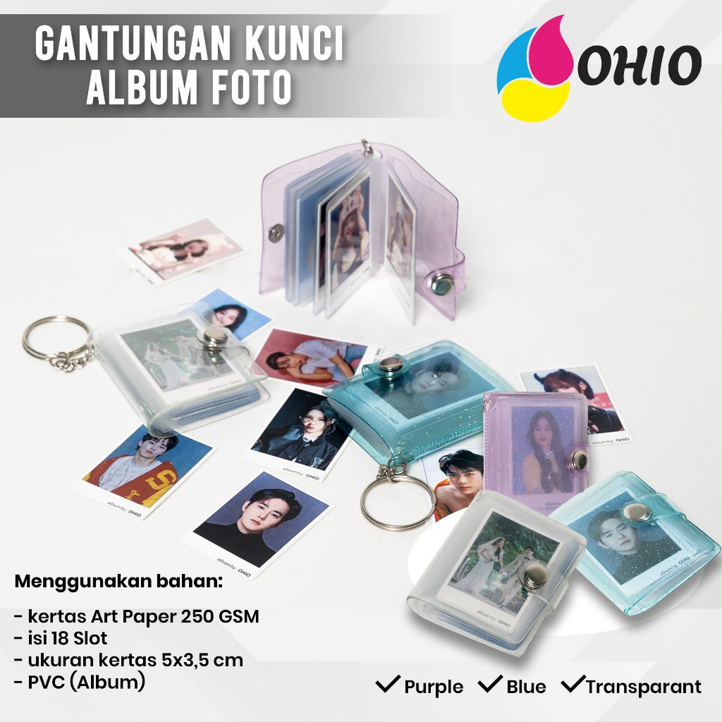 Ohio* Keychain Mini Photo Album Custom | Mini Photo Album 18 Pocket | Keyring Shiny Transparant Cust