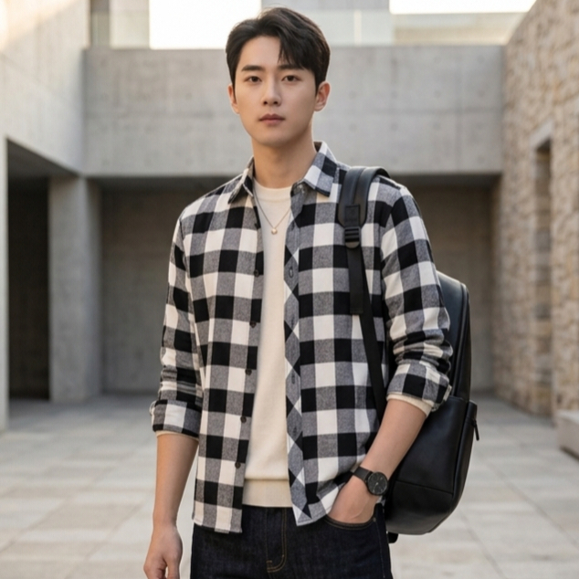 Kemeja flanel Pria Premium Slim fit korean Style Elegan / Kemeja Kotak Kotak Pria