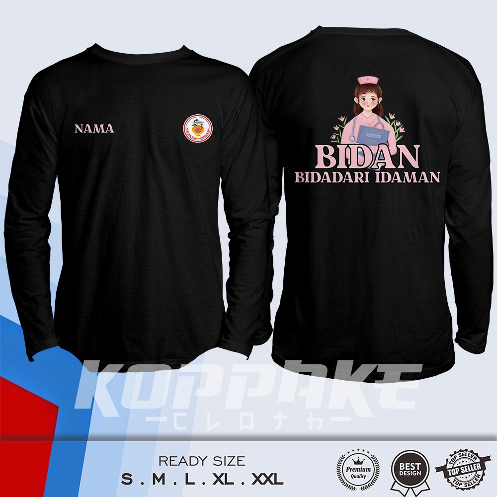 Kaos Bidan Bidadari Idaman IBI Logo (tanpa sablon bendera) Lengan Panjang Baju Distro