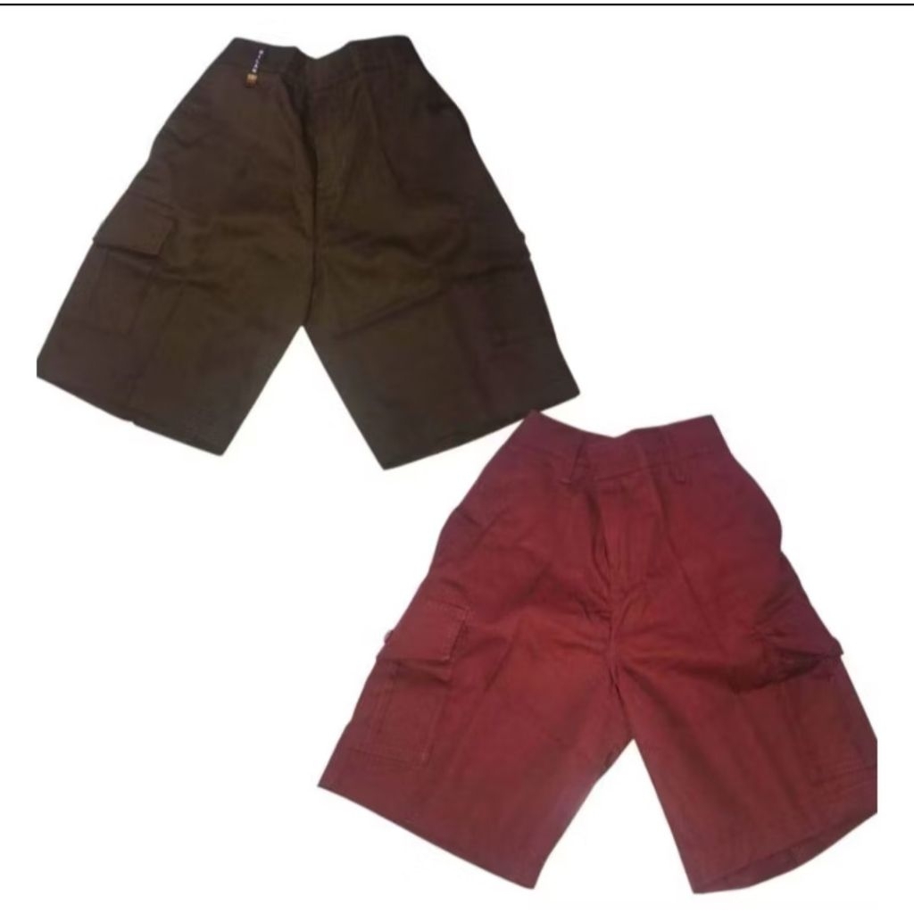 CELANA PENDEK SEKOLAH SD – MERAH & COKLAT PRAMUKA CARGO KANTONG SAMPING