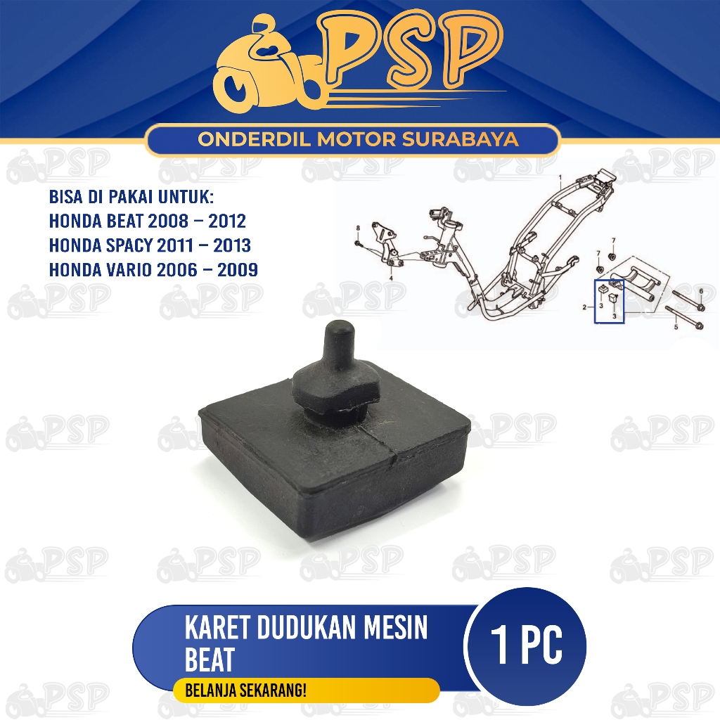 Karet Dudukan Mesin Beat (Harga 1 PC) - Bantalan Stoper Engine Mounting Honda Scoopy Spacy Karbu