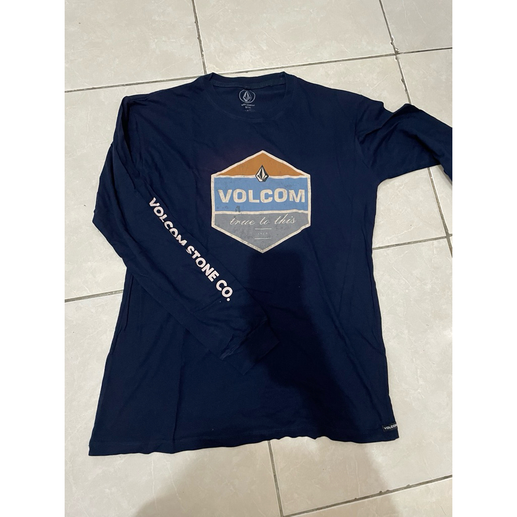 PL-Kaos Lengan Panjang Volcom Navy Original