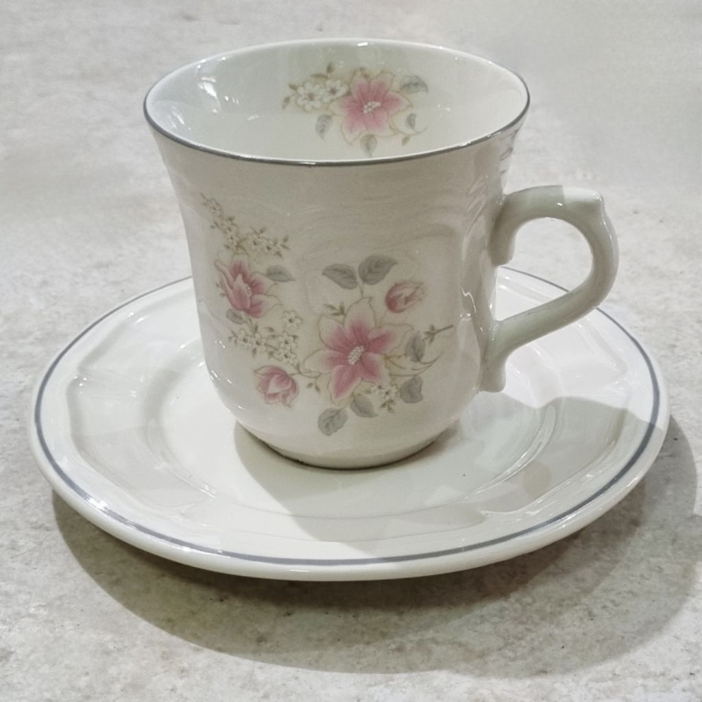 Set Cangkir Lepek Keramik Motif Bunga Classic Vintage European Style Cangkir Teh Keramik + Lepek Mot