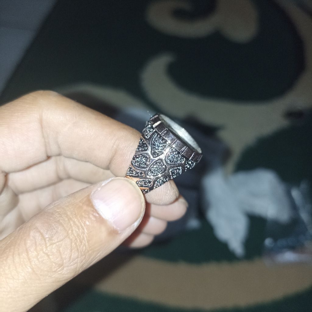 CINCIN BATU PIRUS PERSIA BAHAN KUNINGAN SARI SUPER MODEL UKIR LAWASAN RING KUNINGAN EMBAN BATU AKIK 
