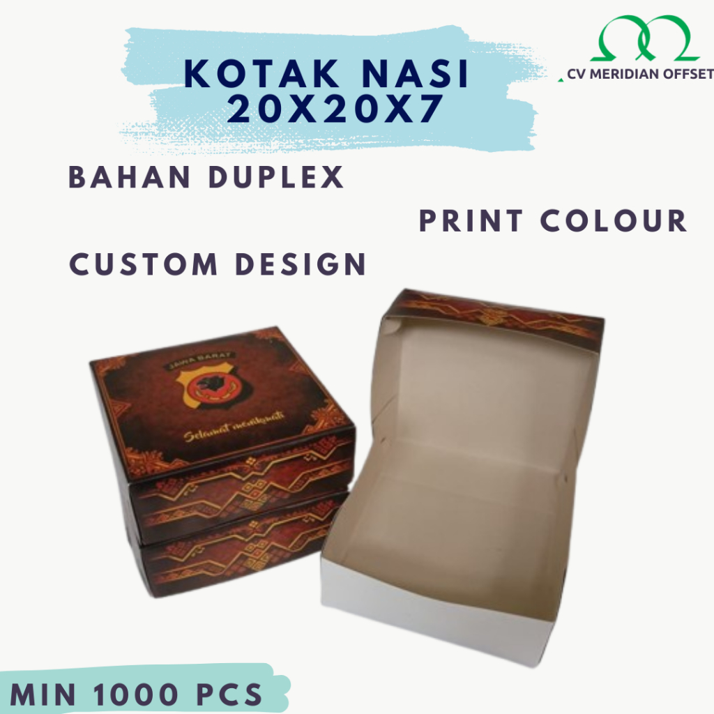 Cetak Dus Kotak Nasi Box Makanan Catering Custom Design Ukuran 20x20x7