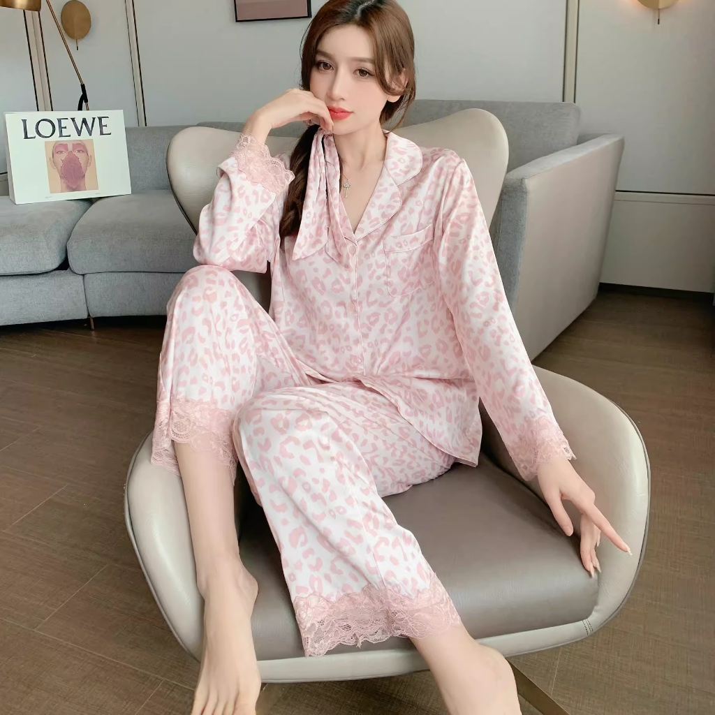 Piyama Satin/Piyama Renda Wanita Premium Set Lengan Panjang Korean Style