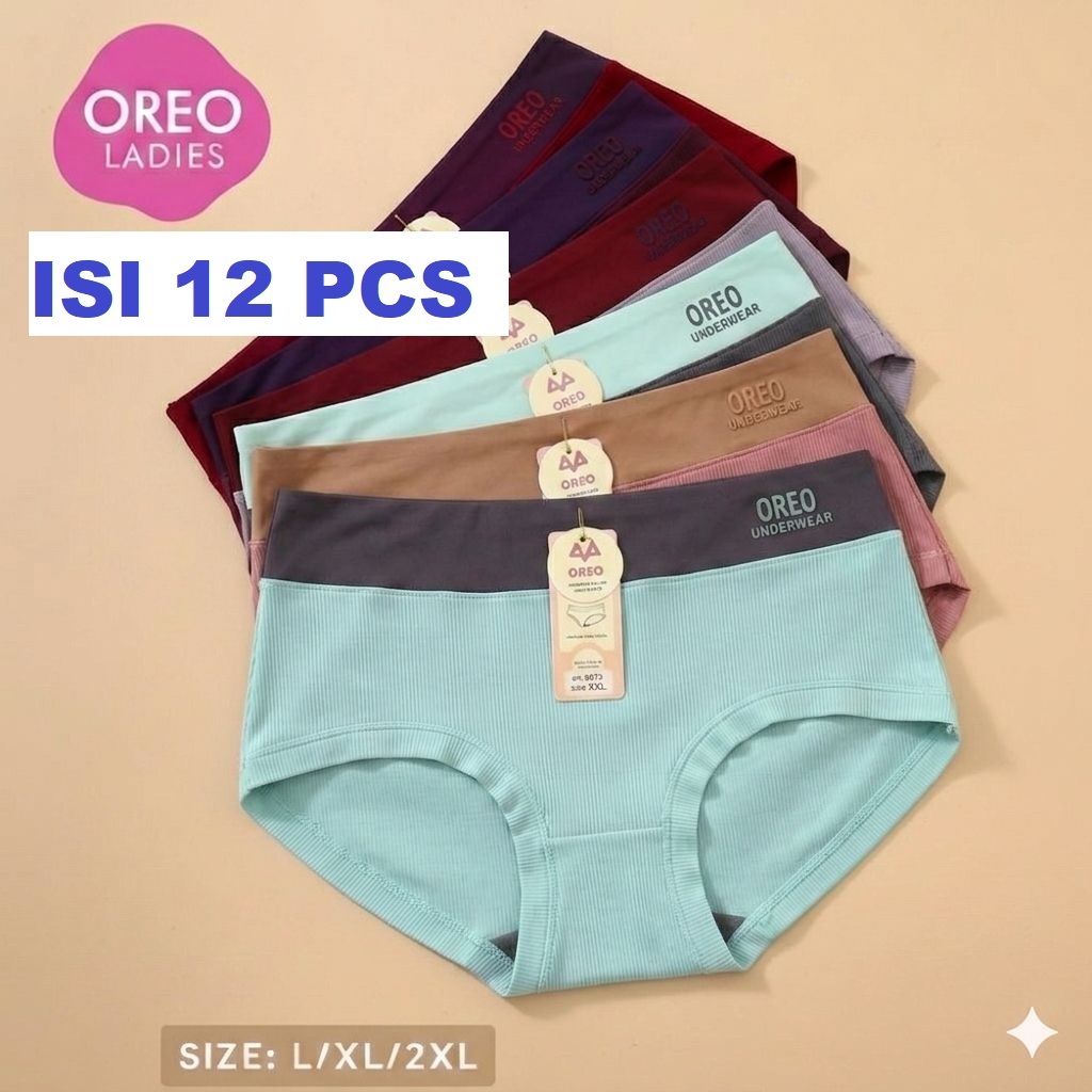 12 PCS | CD Celana Dalam Wanita OREO Super Soft Art 6673 / Dalaman Perempuan Super Lembut