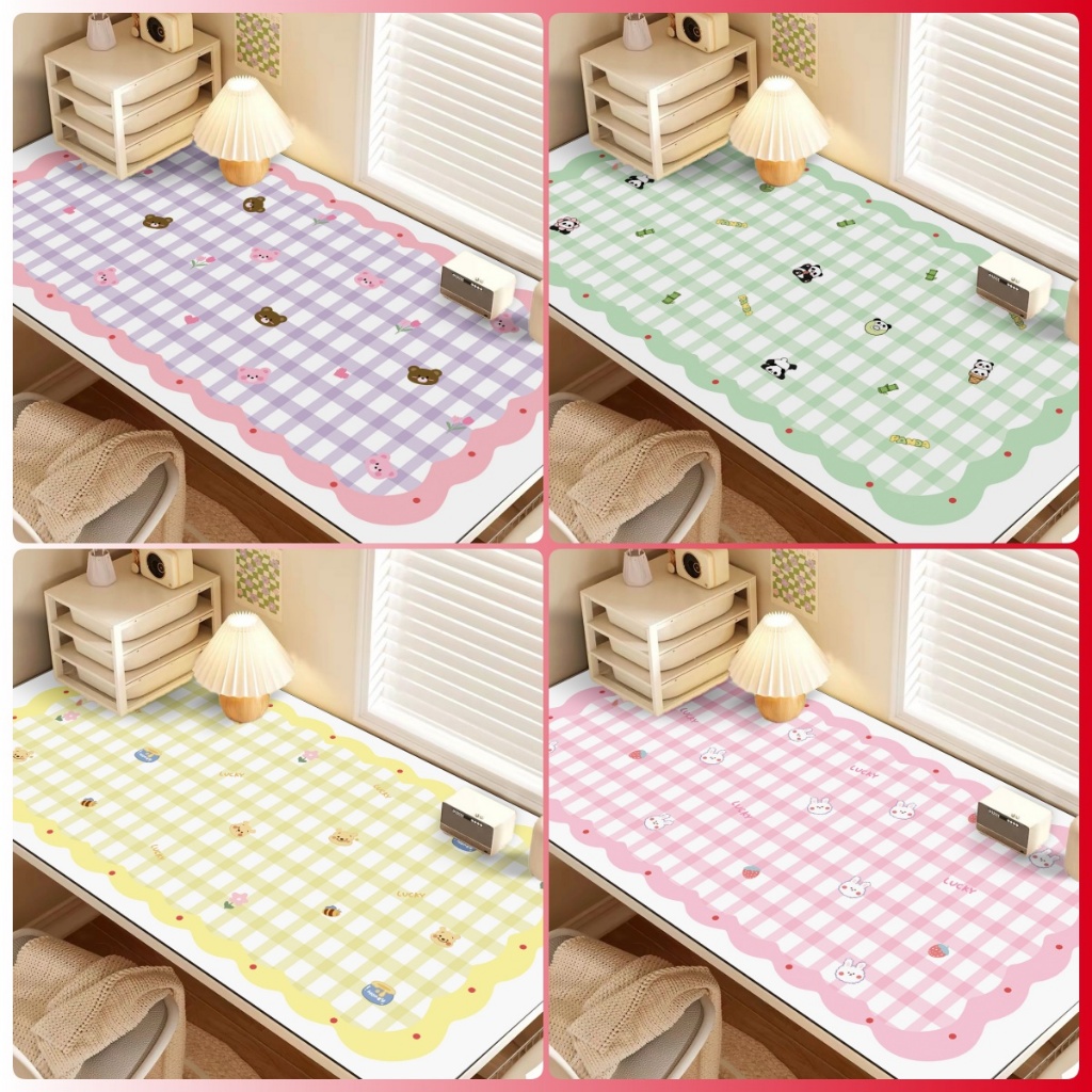 Taplak Meja Anti Slip Tahan Panas Gingham Lucu PVC Alas Meja Kerja Belajar Estetik Minimalis / Tapla