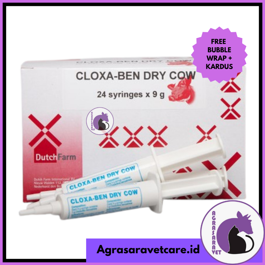 Cloxa-ben Dry Cow 9 gram 1 BOX (isi 24 syringe) - obat mastitis ternak masa kering MIRIP DEPOLAC