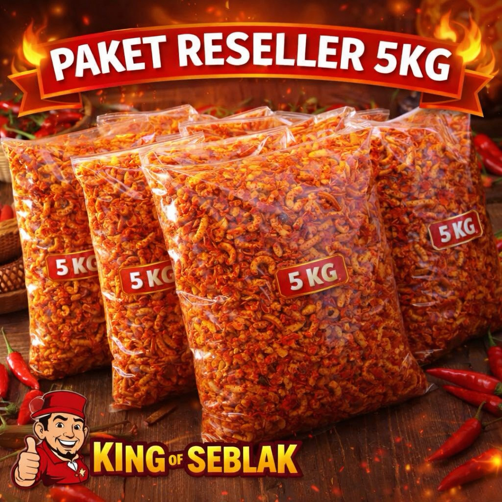 Paket reseller makaroni pedas 5kg ekstra daun jeruk bumbu melimpah