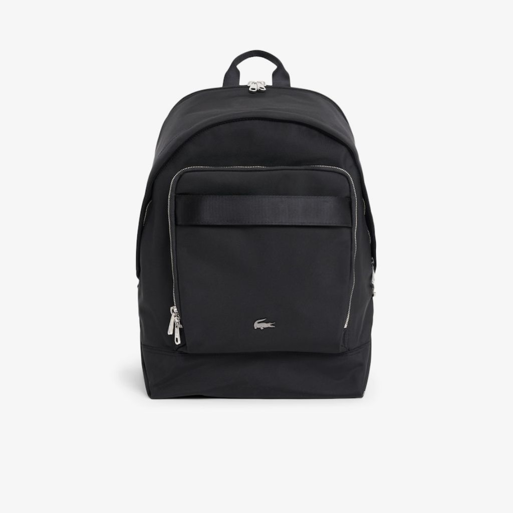 Lacoste Men's Nylon backpack with Laptop 15 inch Pocket Tas Ransel Pria - Black