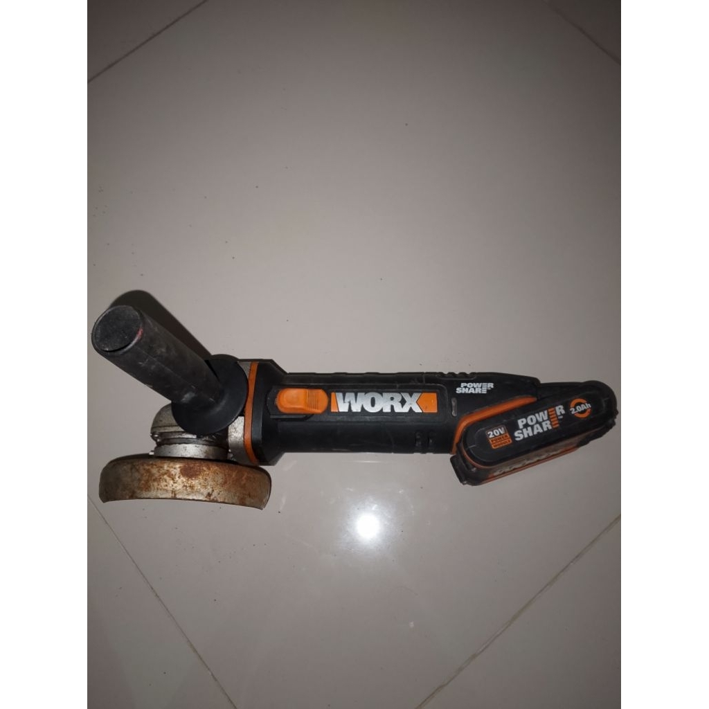 Gerinda Angle Grinder Worx Cordless Baterai 4 inch 20v 2ah WX802