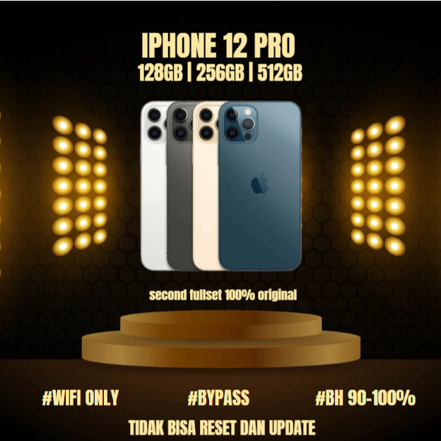 HP IPHONE 12 PRO WIFI ONLY 128GB/256GB/512GB Bekas Second Original Mulus Fullset Game/Live/Merekam V