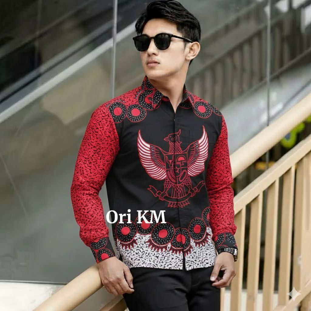 TERBARU Batik Garuda PANCASILA  Kemeja Batik Pria Premium Slimfit Katun GARUDA Batik