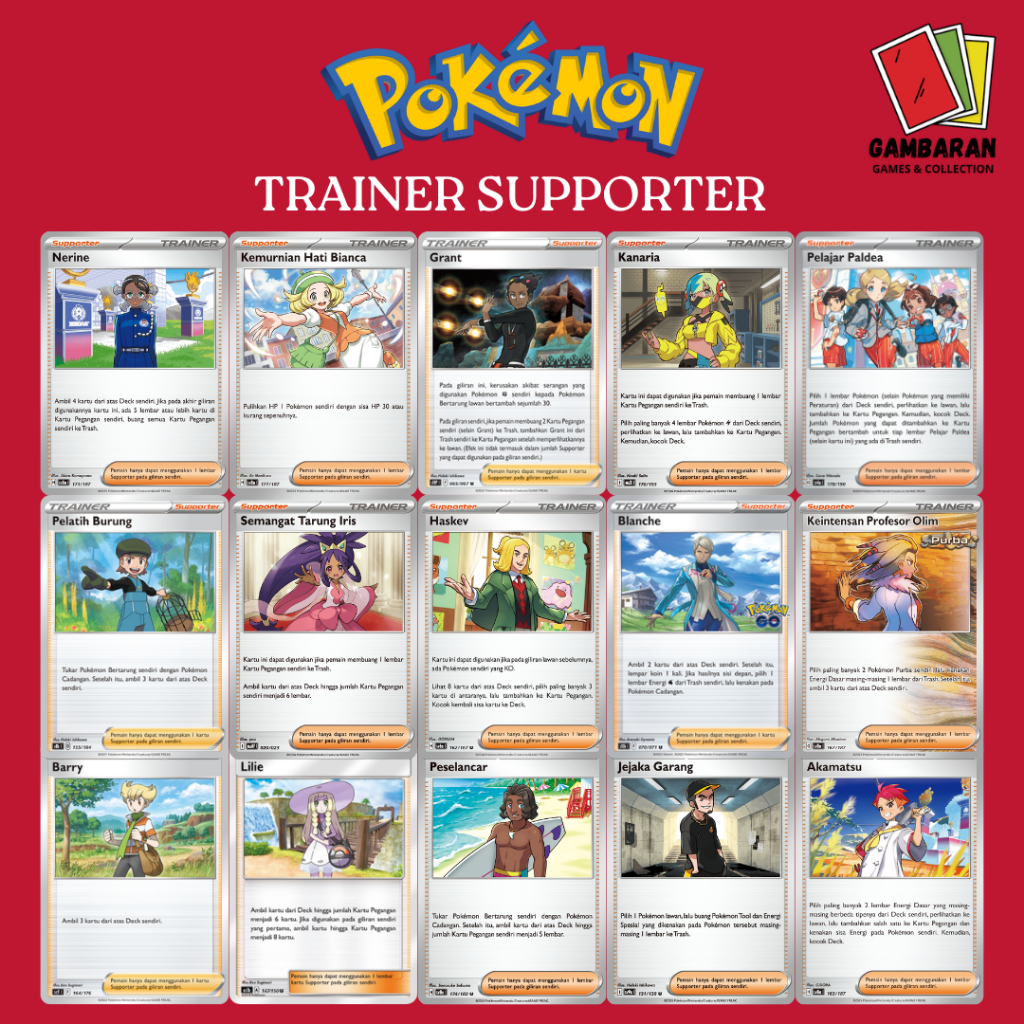 Kartu Supporter Trainer Pokemon Indonesia TCG