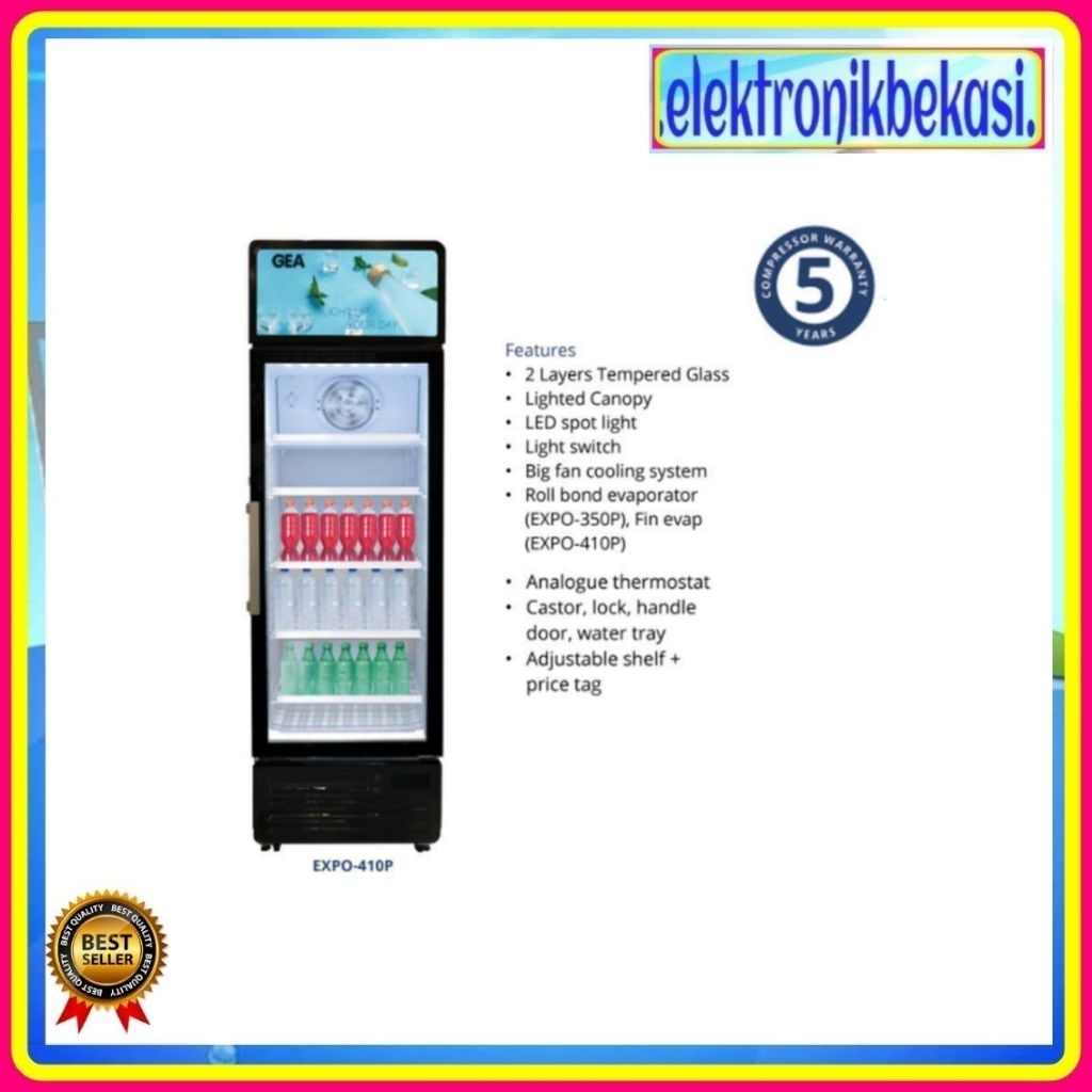 SHOWCASE GEA EXPO 410 P / LEMARI PENDINGIN GEA 5 RAK EXPO 410P / GEA EXPO410P DISPLAY COOLER