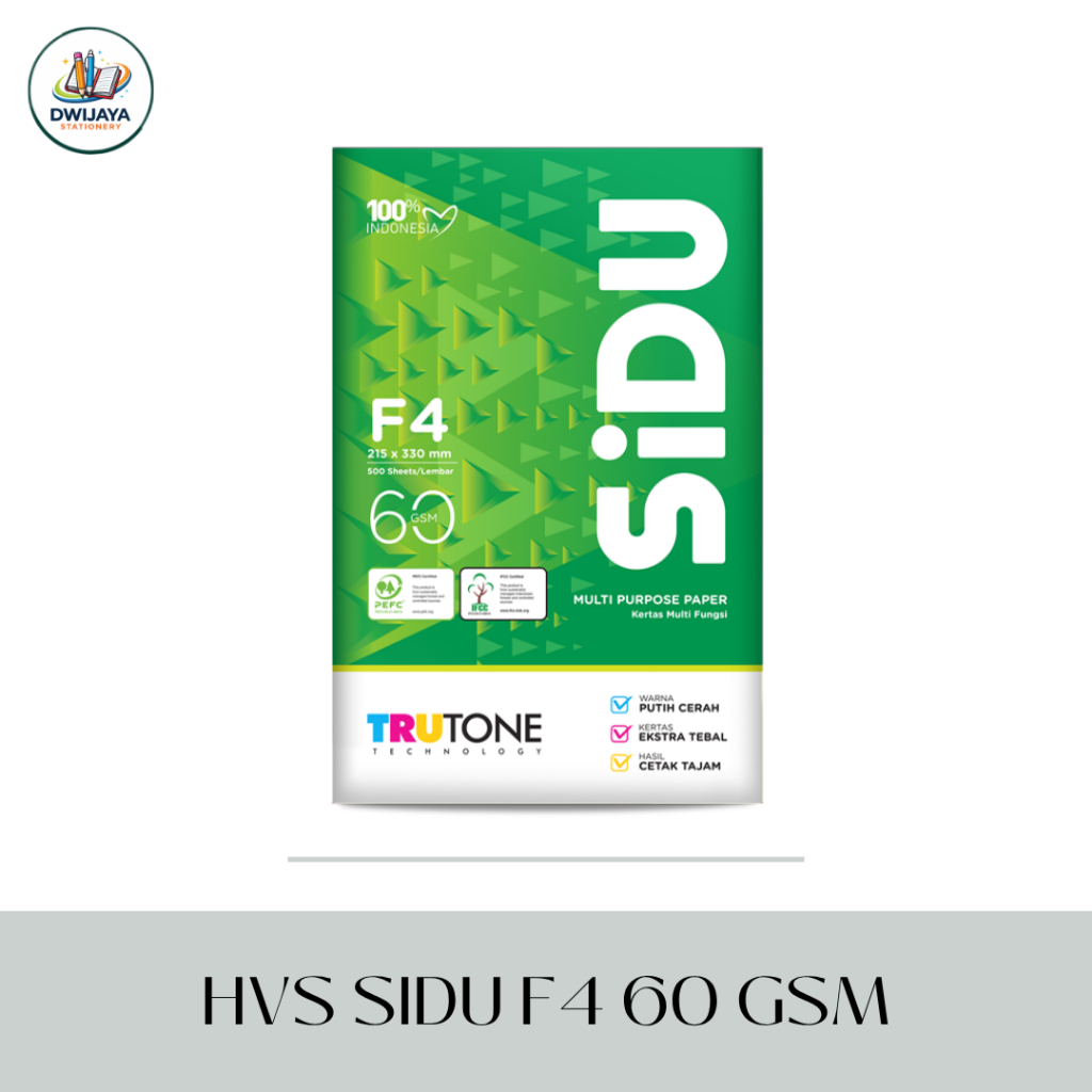 Kertas HVS Sidu F4 60 gsm