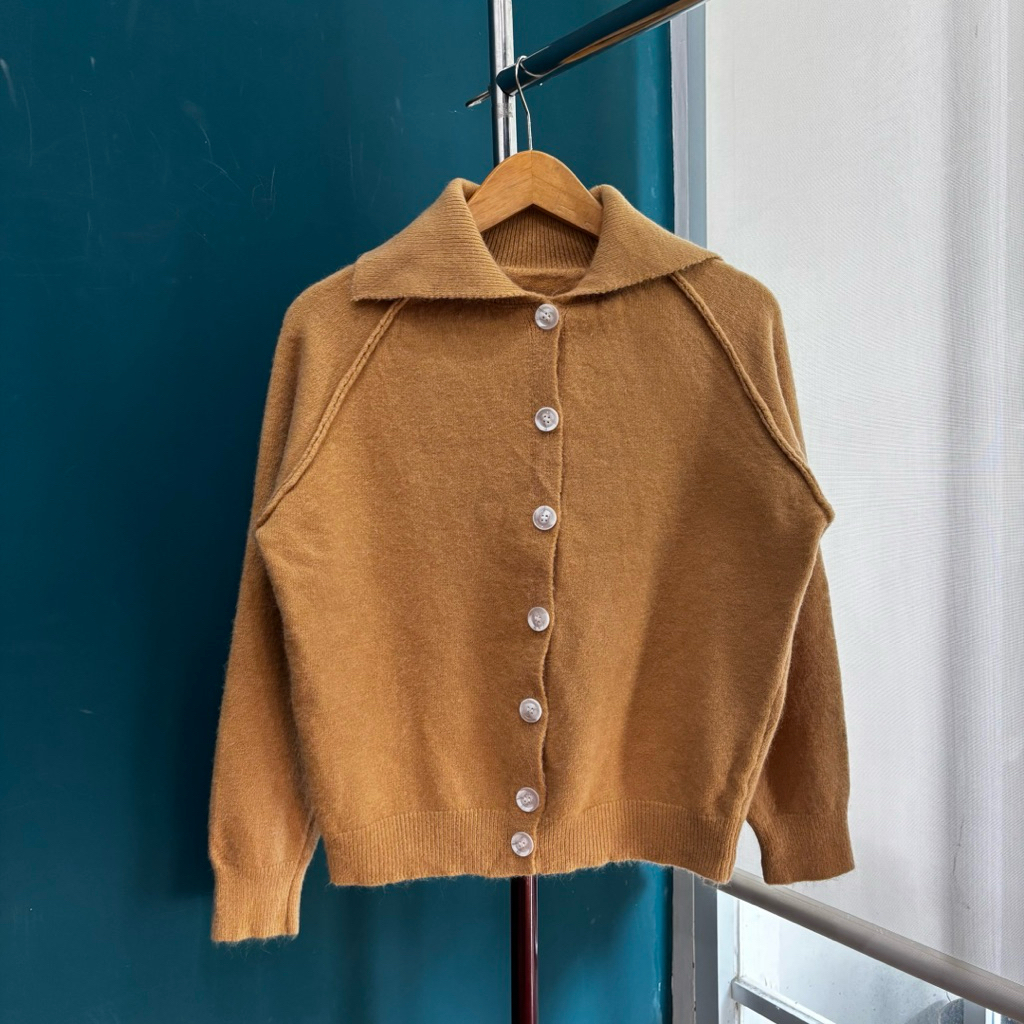 Cardigan A40 butter yellow kuning coquette academia hijabi cute cewek Rajut Knit Korea Style Look De