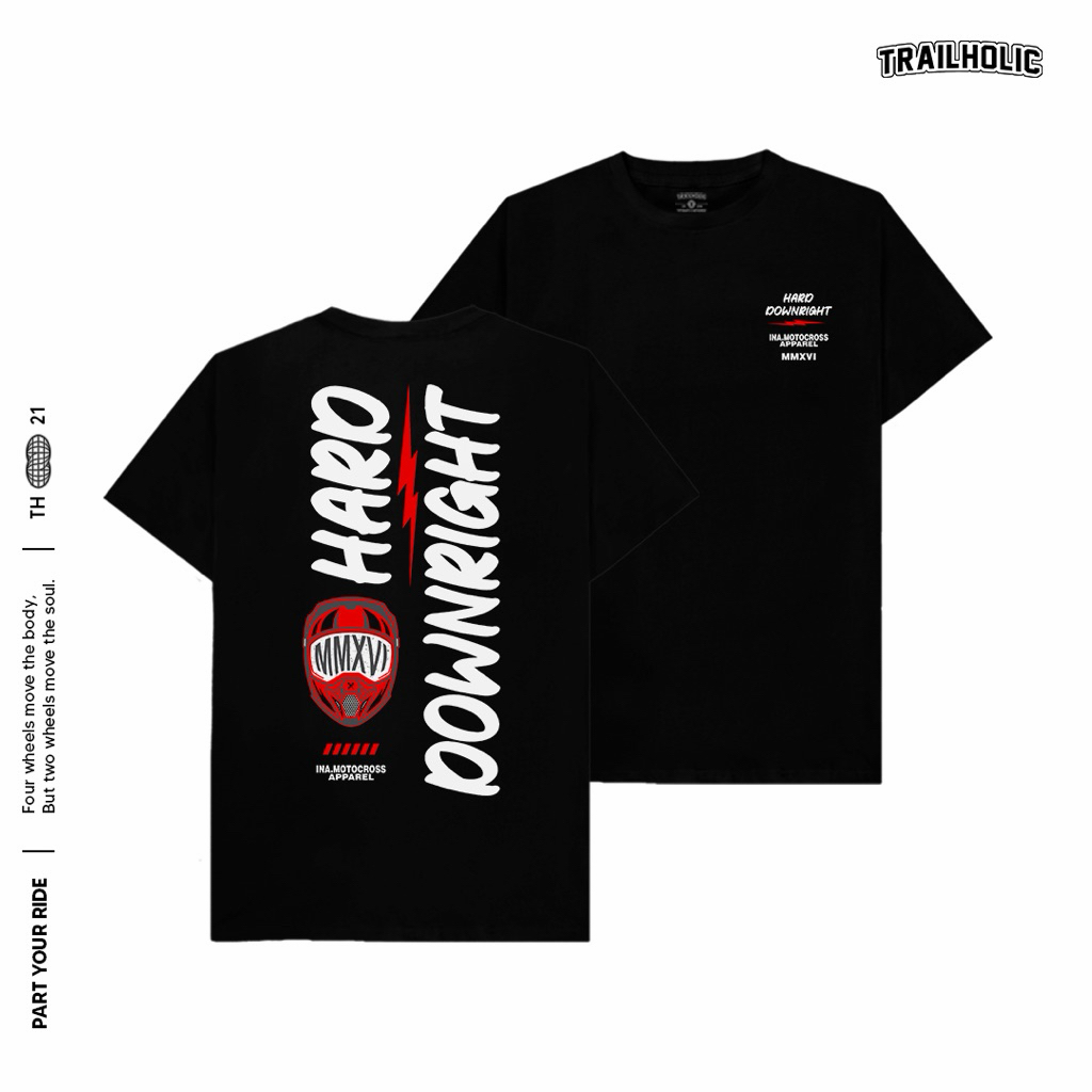 TRAIL HOLIC SUPERMOTO T-SHIRT HARD DOWNRIGHT HELMET BLACK