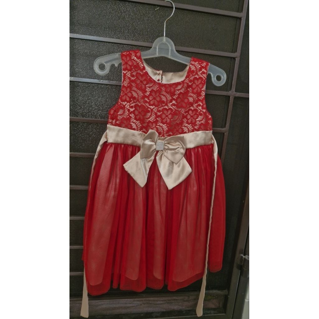 (preloved) dress gaun anak perempuan tile / baju pesta anak