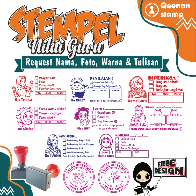 Stempel Nilai Guru / Penilaian / Koreksi / Checked Stempel Nilai Custom