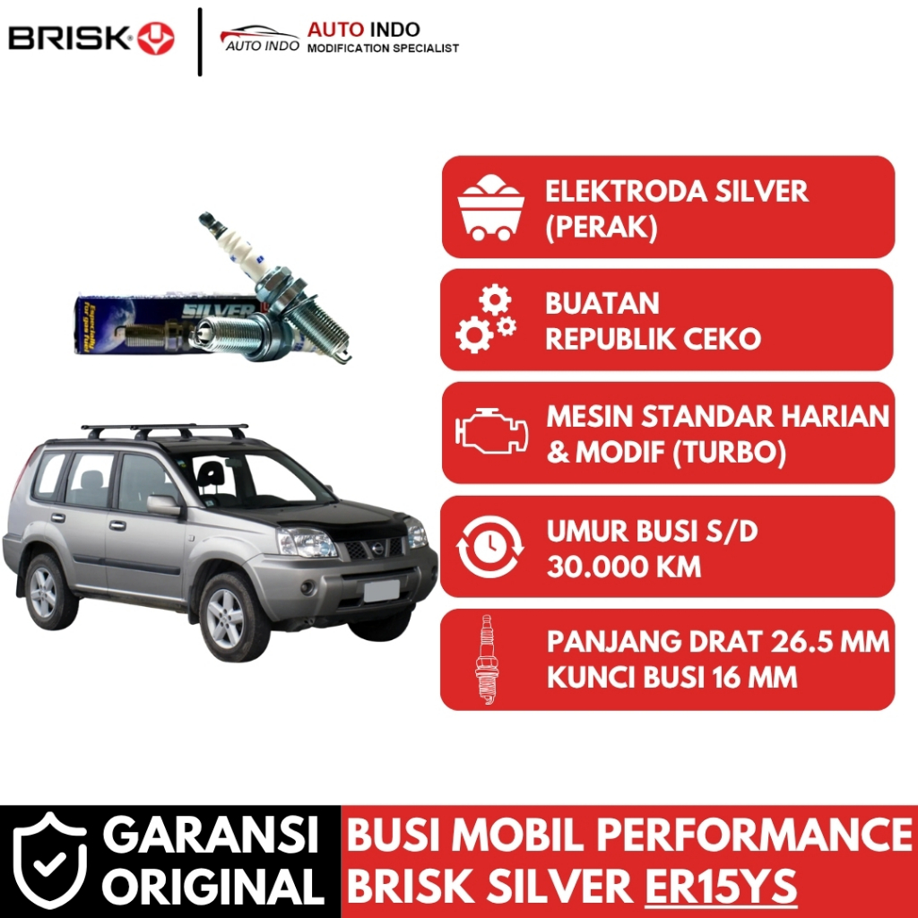 Busi Mobil Brisk Silver Racing ER15YS untuk Nissan Xtrail T30 Mesin 2.0 & 2.5 | Garansi Ori BRISK