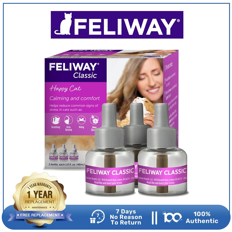 Feliway Classic 3 Refills Cat Calming Pheromone Diffuser Refill - Penenang Stres Kucing, Mengurangi 