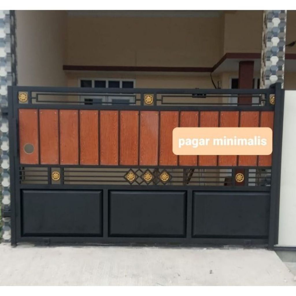 Pagar holo galvanis kombinasi grc woodplank