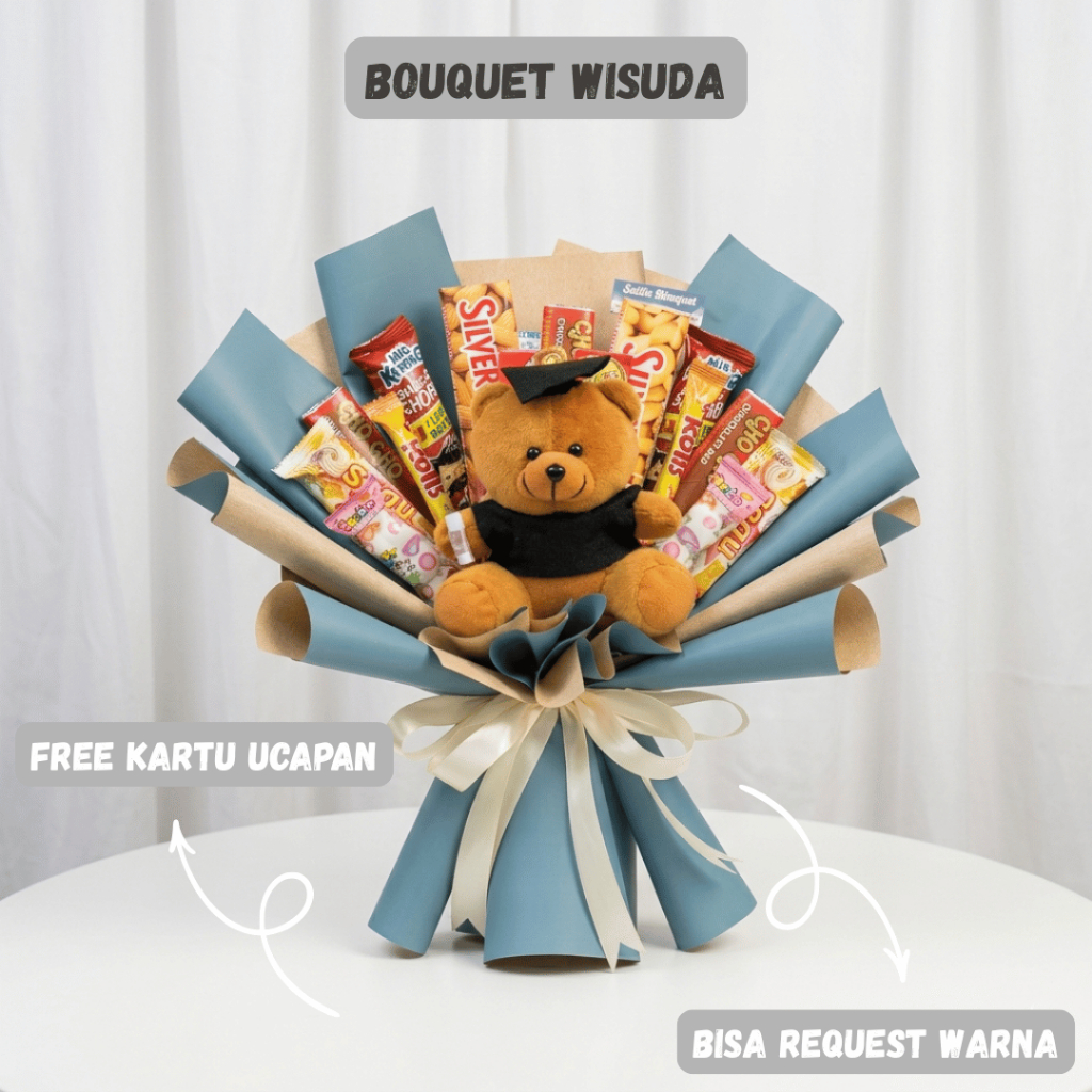 (READY STOCK) Bucket Boneka Wisuda | Buket Makanan Hadiah Wisuda Graduation Gift