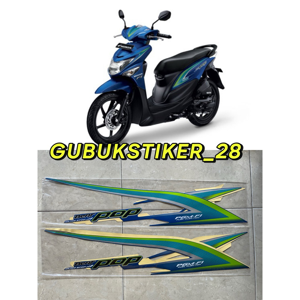 ORIGINAL STRIPING STIKER LIS BODY MOTOR HONDA BEAT POP 2014-2015-2016-2017-2018 BIRU