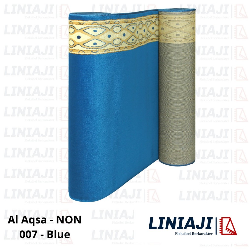 LINIAJI - Al Aqsa Tebal 13mm Ambal Karpet Sajadah Masjid Mushola Meteran Terlaris Biru Polos - ROLL