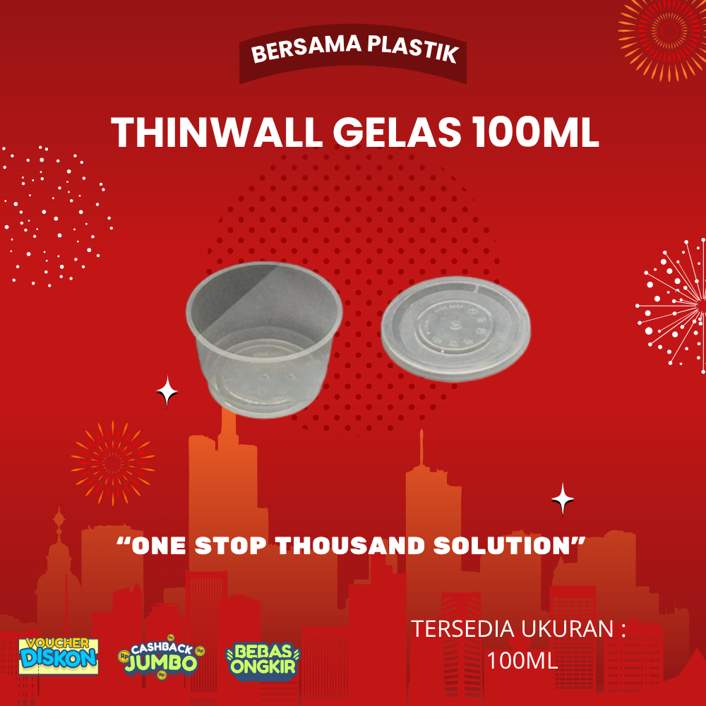 Thinwall Gelas Puding 100ml Bening Tutup Rapat BAHAN TEBAL