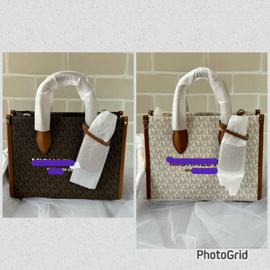 tas wanita original mirella small shopper crossbody signature brown vanilla