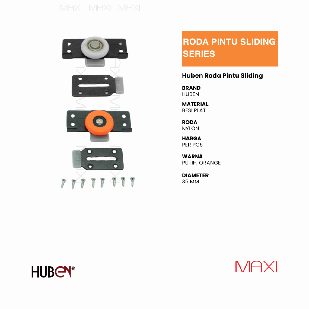 HUBEN - SD-75 | AS-75 | - Caster Sliding Door (Roda Pintu lemari Sliding) | Rel Aluminium Sliding