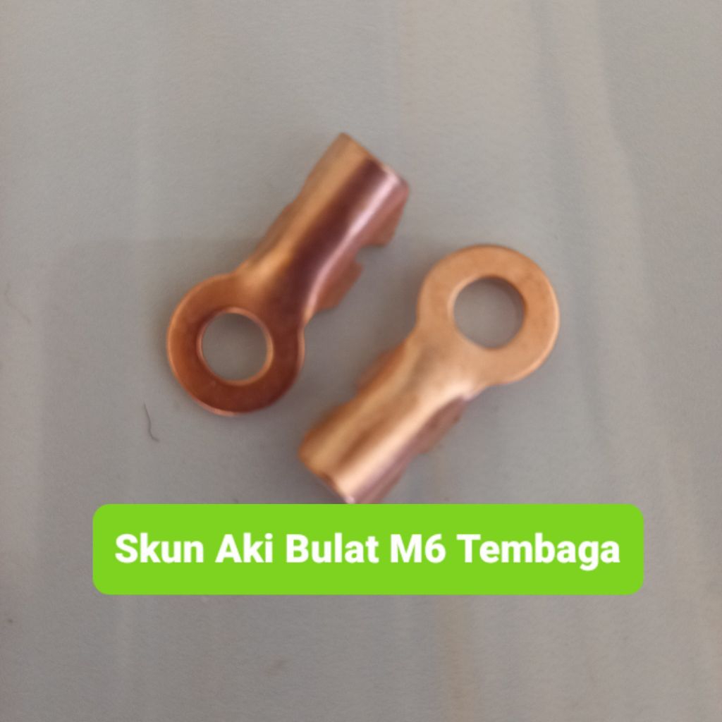 Skun Aki Bulat M6 / Skun Kabel / Lubang kunci 10 Tembaga Tahan Karat