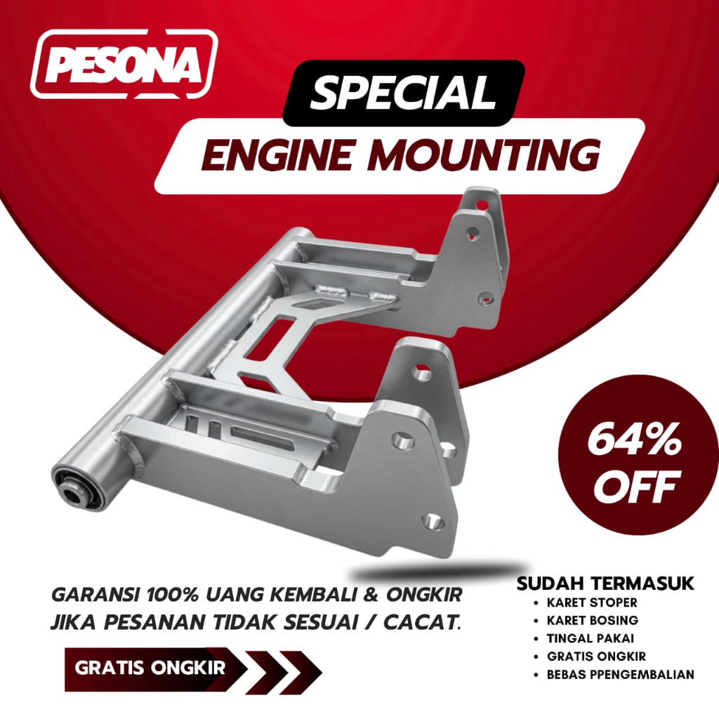 ENGINE MOUNTING GEN 2 AEROX NMAX NEW OLD NEO ALHPA LEXI  PANJANG 5CM 6CM 7CM