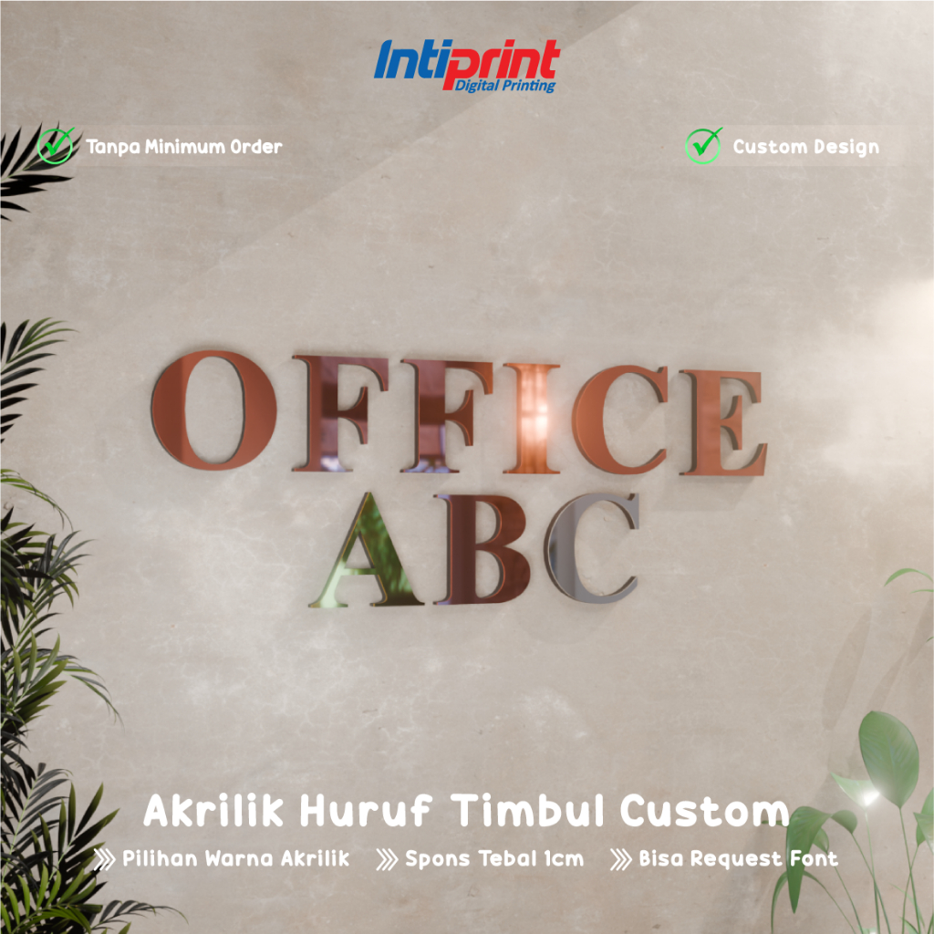 Huruf Timbul Akrilik 22cm - 30cm Custom / Acrylic Letter Sign / Huruf 3D Akrilik + Spons Merek Usaha