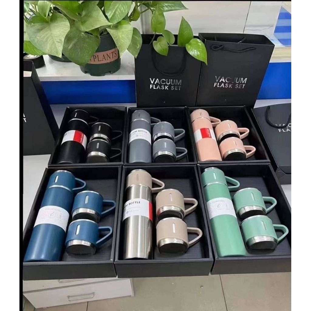 Termos Vacuum Flask Set 500ml - Desain Elegan, Warna Acak, Souvenir Premium