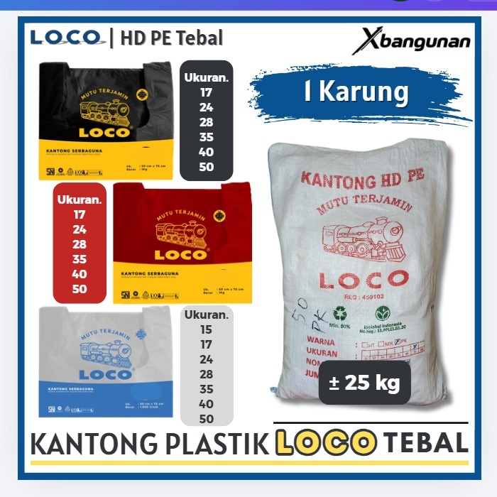 Kantong Plastik 1 BALL LOCO HD PE TEBAL Kresek Hitam 17 24 28 35 40 50